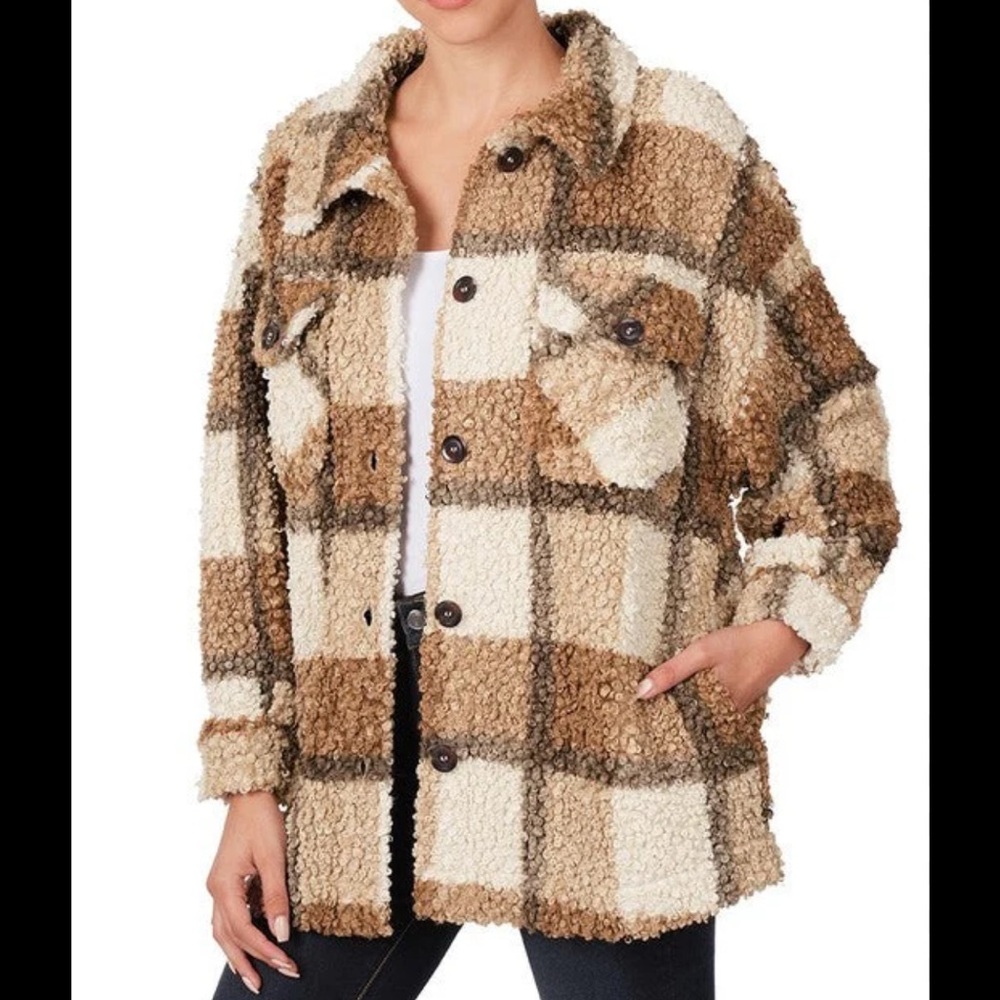 Zenana Fuzzy Shacket - Browns - Small - New Condition!